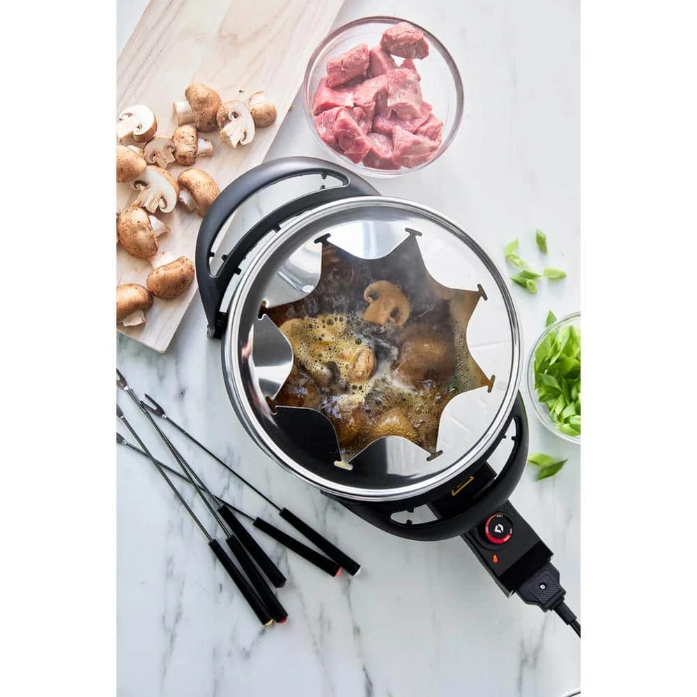 3 qt. Ceramic Non-Stick Multi-Use Fondue Pot Set with 8 Fondue Forks in Red by GreenLife - Image 4