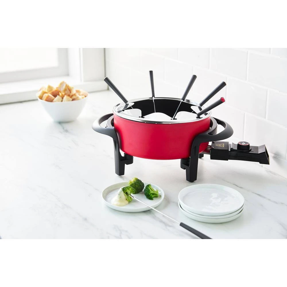 3 qt. Ceramic Non-Stick Multi-Use Fondue Pot Set with 8 Fondue Forks in Red by GreenLife - Image 8