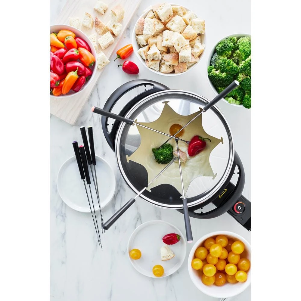 3 qt. Ceramic Non-Stick Multi-Use Fondue Pot Set with 8 Fondue Forks in Red by GreenLife - Image 3