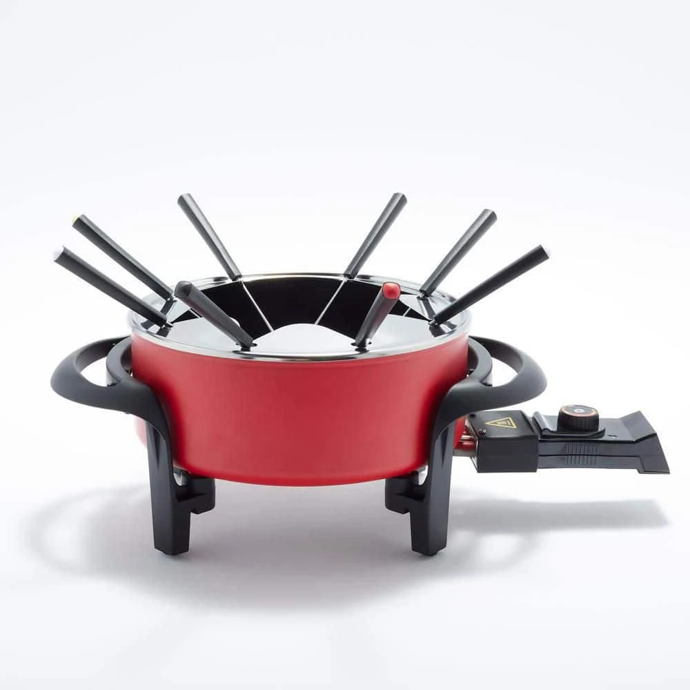 3 qt. Ceramic Non-Stick Multi-Use Fondue Pot Set with 8 Fondue Forks in Red by GreenLife - Image 2