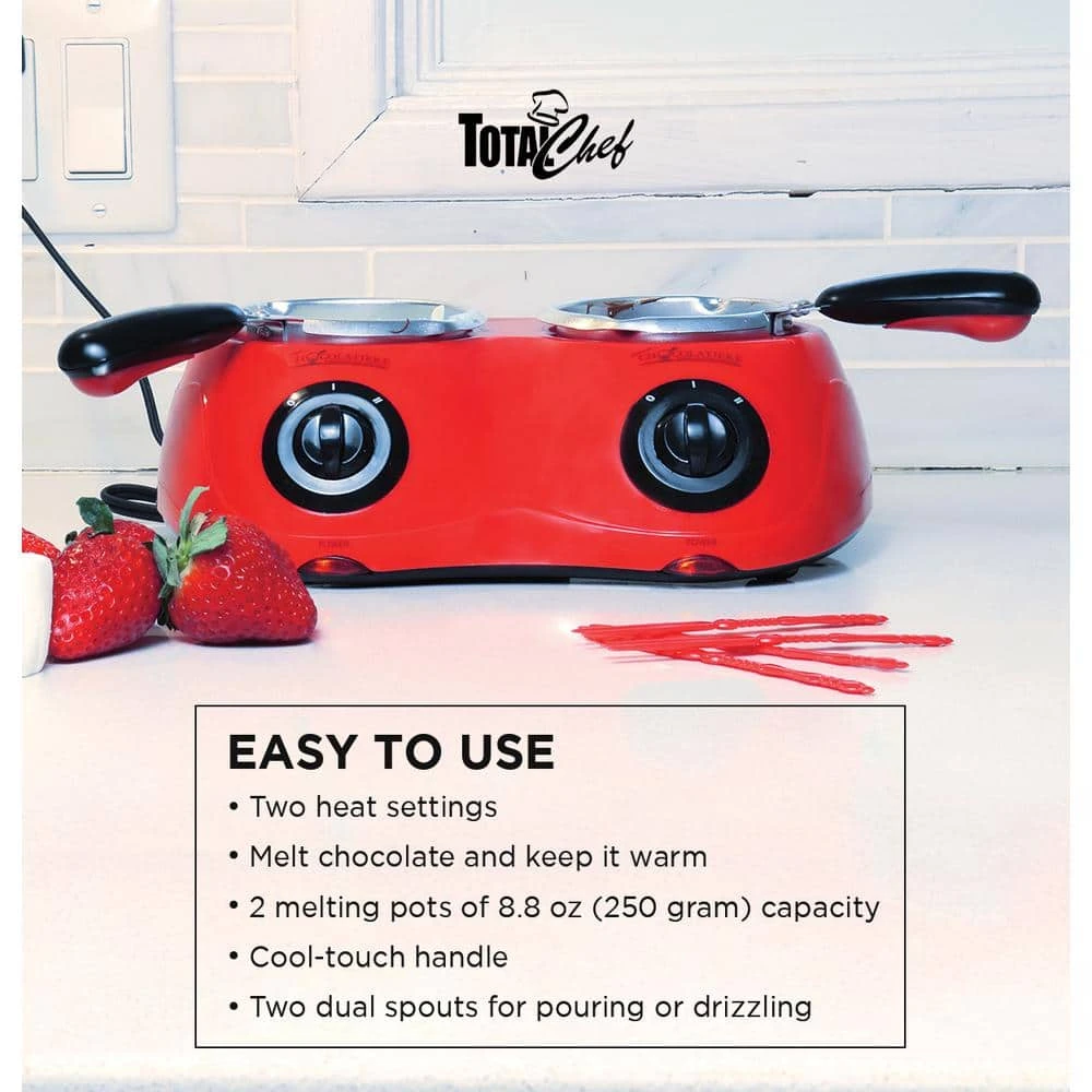 Total Chef Deluxe Chocolatiere Dual Electric Melter for Chocolate and Candy Melts, 17.6 oz. (500 g) by Koolatron - Image 4