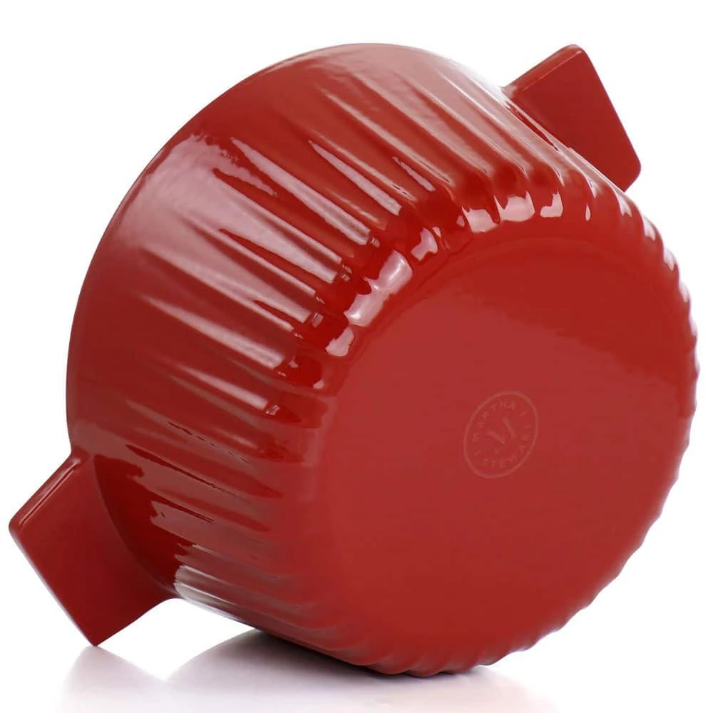 3 qt. Round Enameled Cast Iron Dutch Oven in Red with Lid by MARTHA STEWART - Image 5
