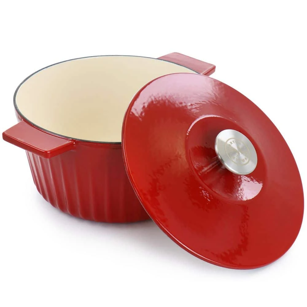 3 qt. Round Enameled Cast Iron Dutch Oven in Red with Lid by MARTHA STEWART - Image 3