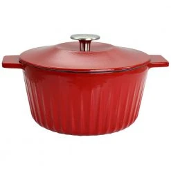 3 qt. Round Enameled Cast Iron Dutch Oven in Red with Lid by MARTHA STEWART