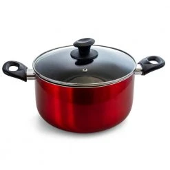 Merrion 6 qt. Round Aluminum Nonstick Dutch Oven in Red with Glass Lid by Oster