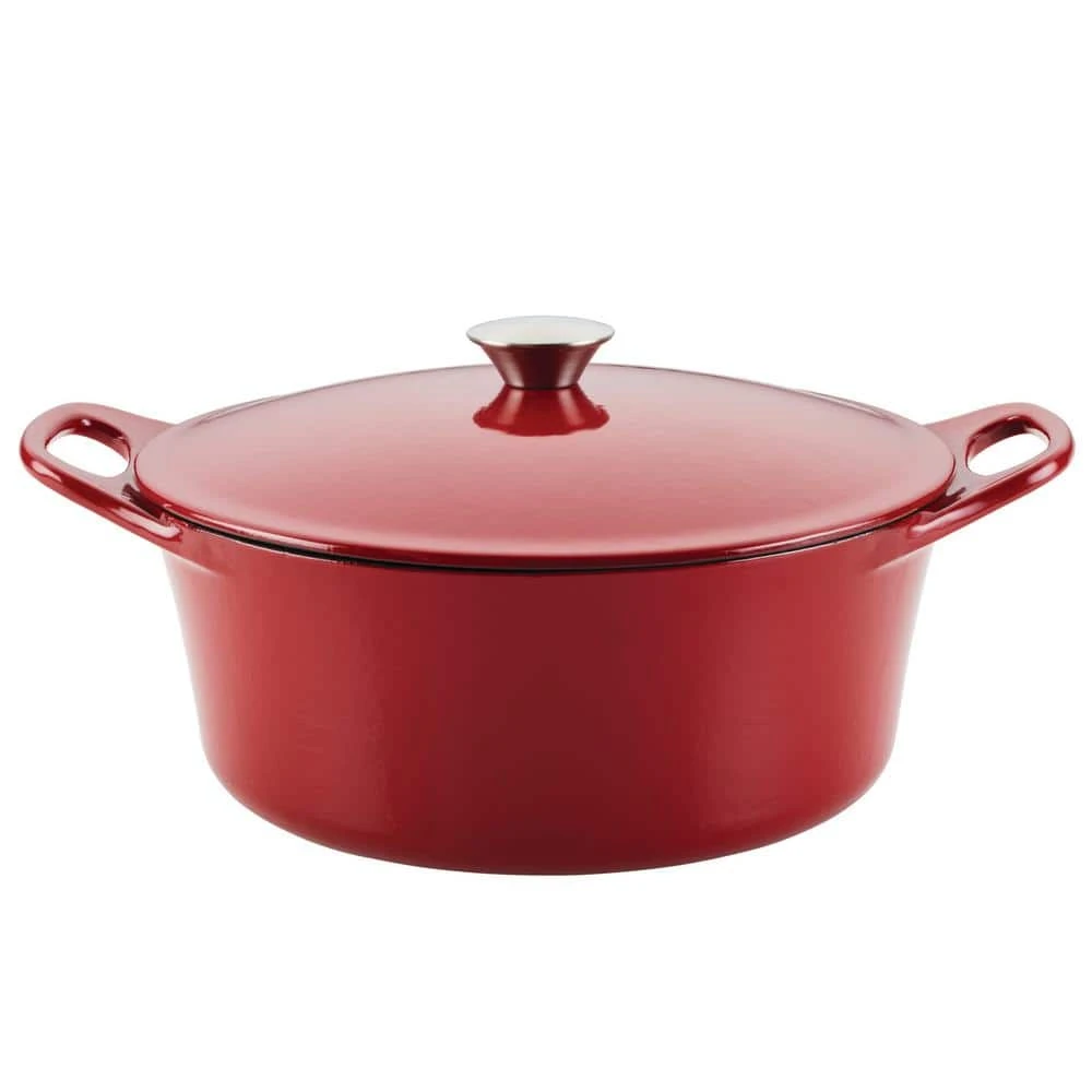 5 qt. Round Red Enameled Cast Iron Dutch Oven with Lid by Rachael Ray