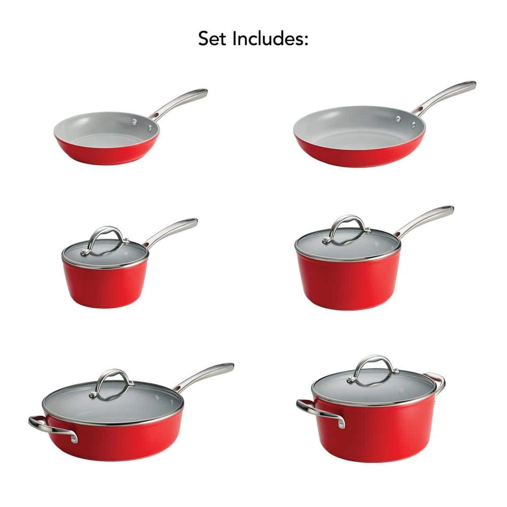 10 Piece Cold Forged Ceramic Cookware Set - Red by Tramontina - Image 9