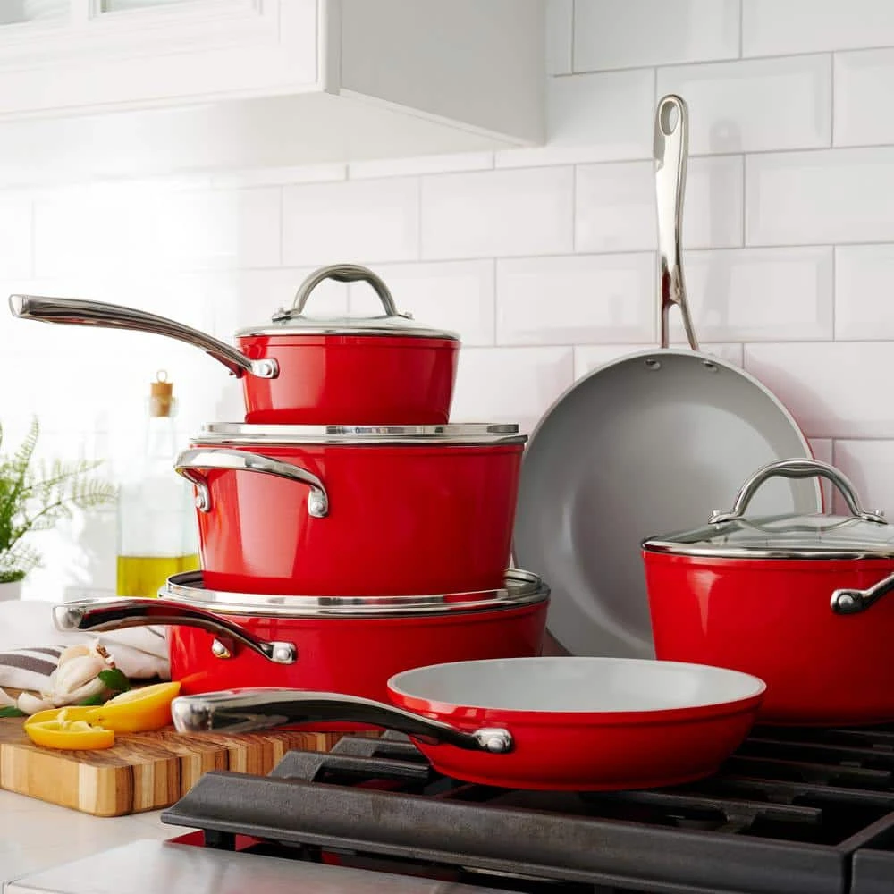 10 Piece Cold Forged Ceramic Cookware Set - Red by Tramontina - Image 2