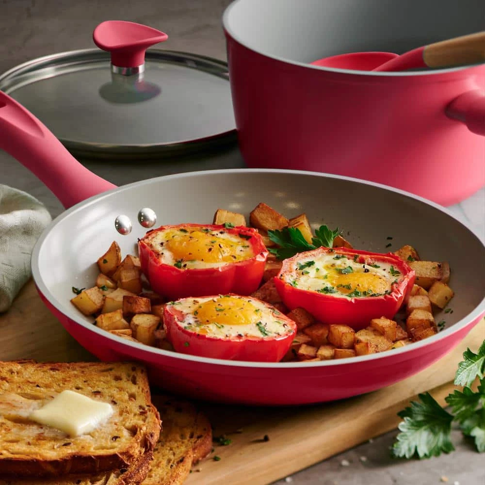 14-Piece Ceramic Cookware Set in Red by Tramontina - Image 3