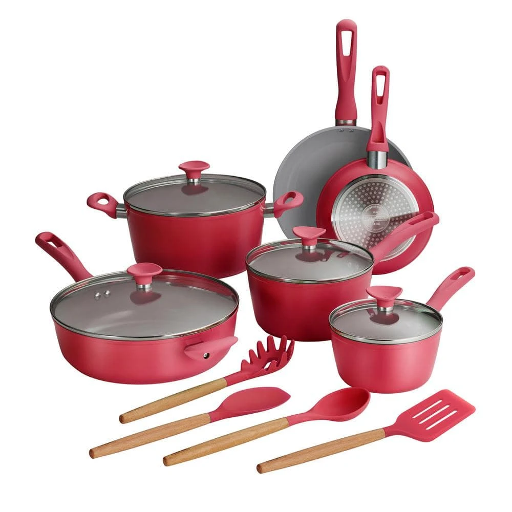 14-Piece Ceramic Cookware Set in Red by Tramontina