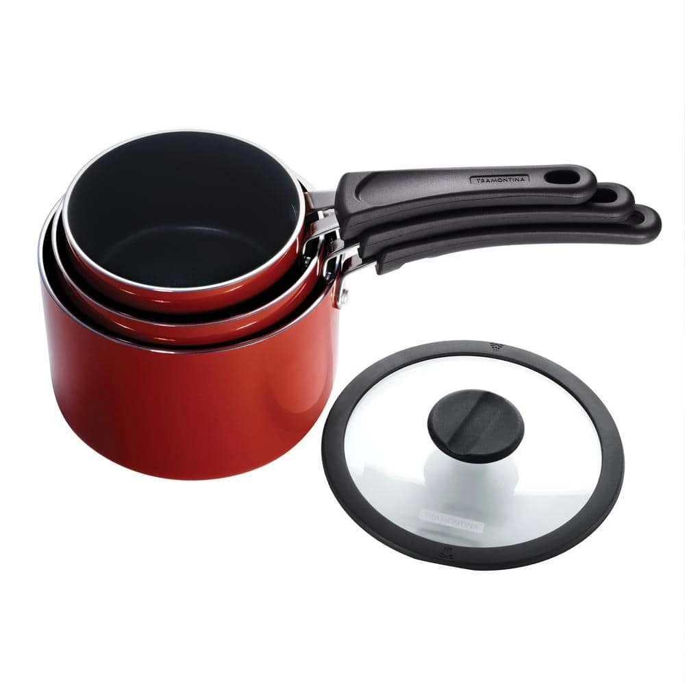 6-Piece Red Nesting Nonstick Sauce Pan Set by Tramontina