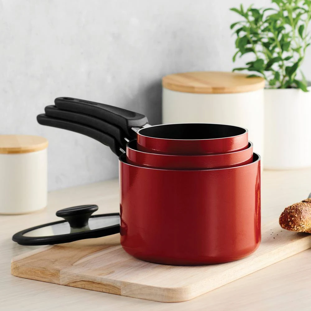6-Piece Red Nesting Nonstick Sauce Pan Set by Tramontina - Image 5