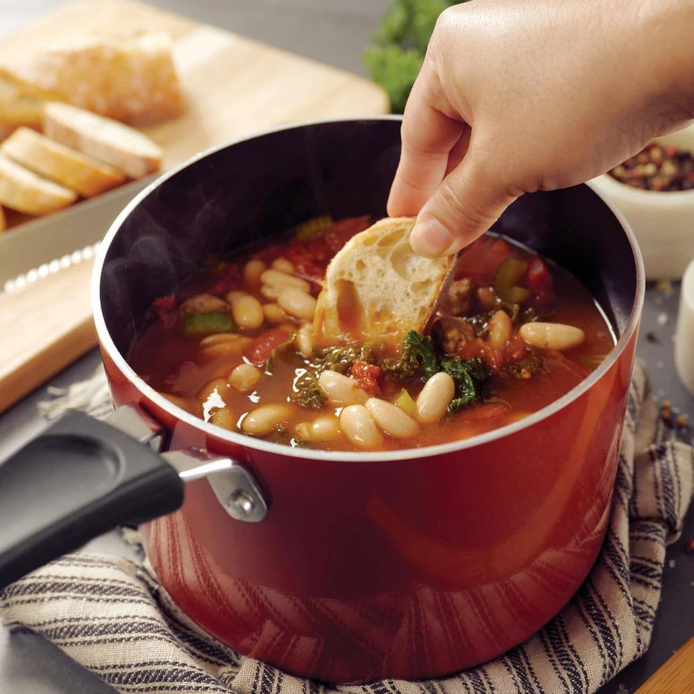 6-Piece Red Nesting Nonstick Sauce Pan Set by Tramontina - Image 12