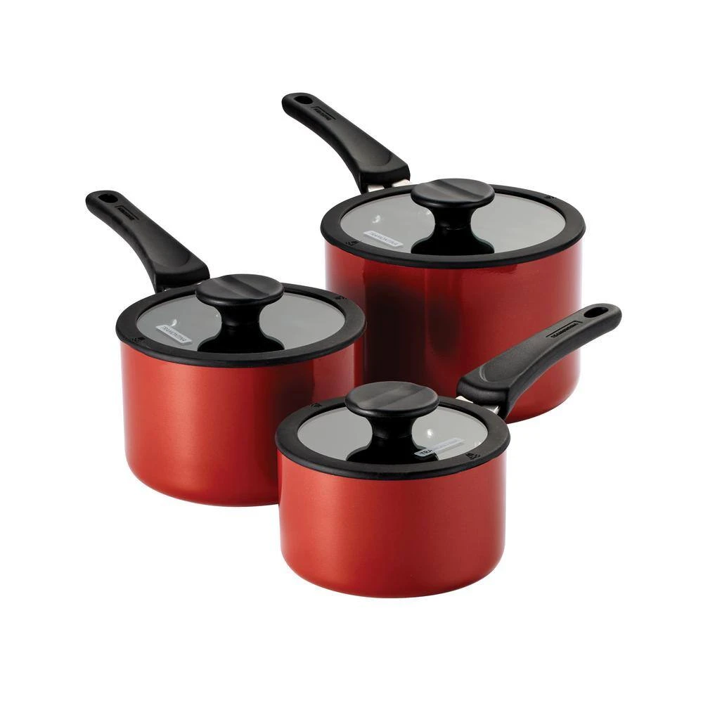 6-Piece Red Nesting Nonstick Sauce Pan Set by Tramontina - Image 2