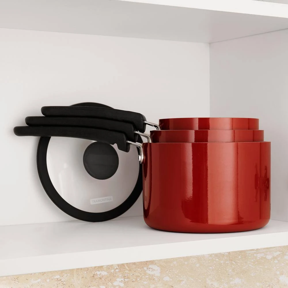 6-Piece Red Nesting Nonstick Sauce Pan Set by Tramontina - Image 11