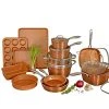Hammered Copper 20-Piece Aluminum Non-Stick Cookware and Bakeware Set by Gotham Steel