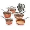 Hammered Copper 10-Piece Aluminum Non-Stick Cookware Set with Glass Lids by Gotham Steel