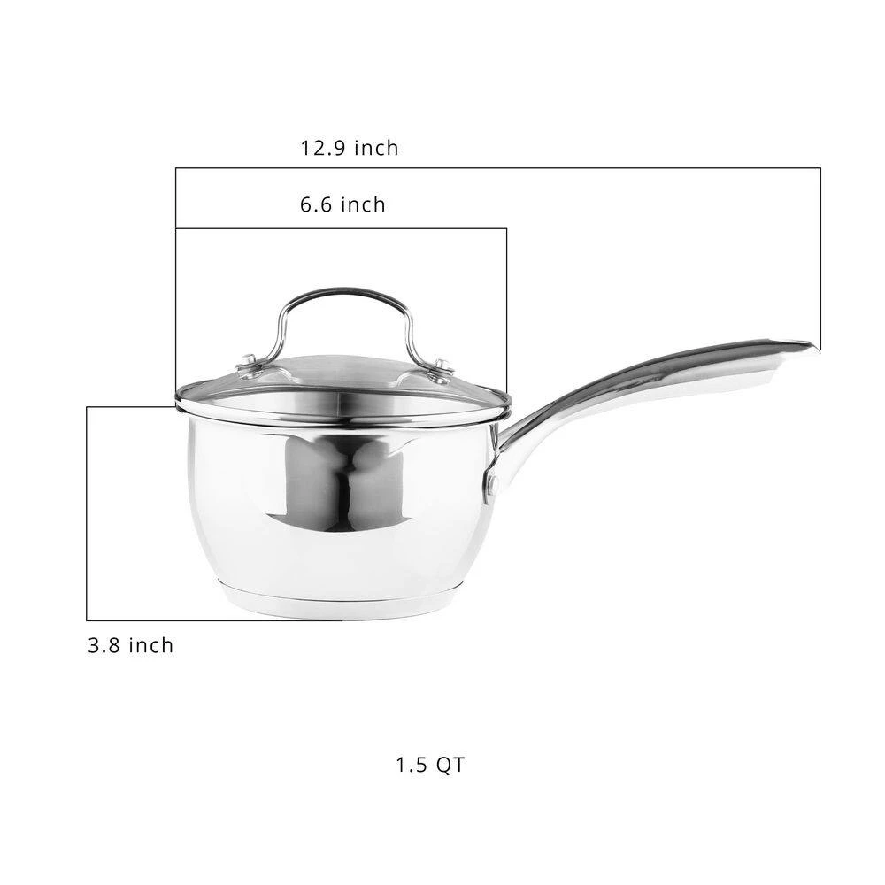 1.5 qt. Stainless Steel Nonstick Sauce Pot with Tempered Glass Lid by BERGNER - Image 3
