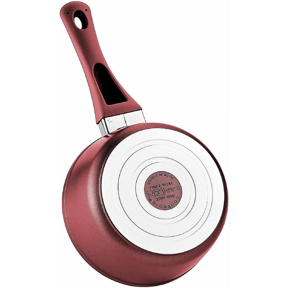 2 qt. Titanium coated Aluminum Non-Stick Sauce Pan in Red with Glass Lid by CONTEXT - Image 3