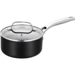 1.5 Qt. Hard-Anodized Aluminum Nonstick Sauce Pan in Black with Lid by EPPMO