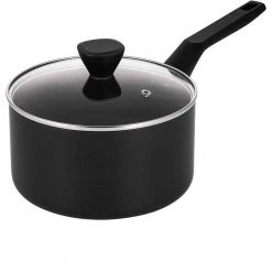 3.5 Qt. Hard-Anodized Aluminum Nonstick Sauce Pan in Black with Lid by EPPMO