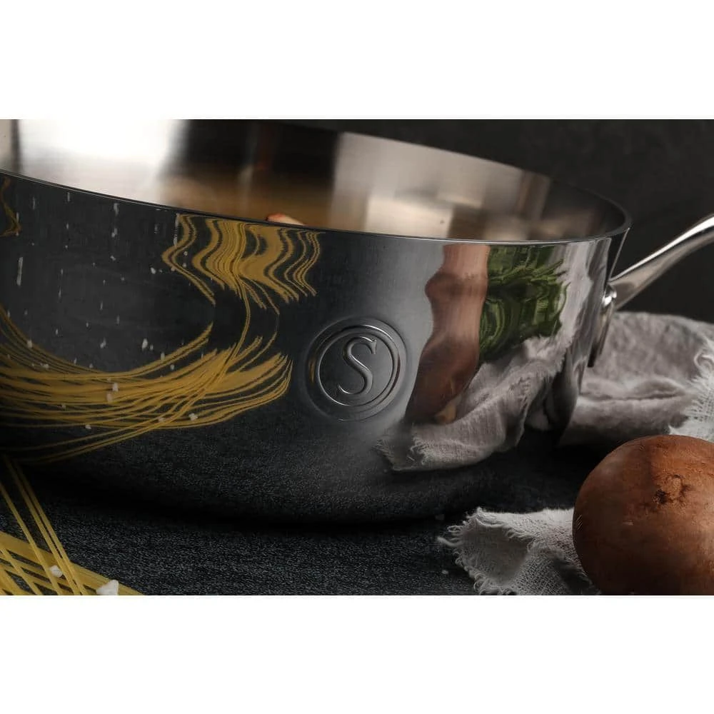 4 qt. Tri-Ply Stainless Steel Chef's Pan with Lid by SAVEUR SELECTS - Image 3