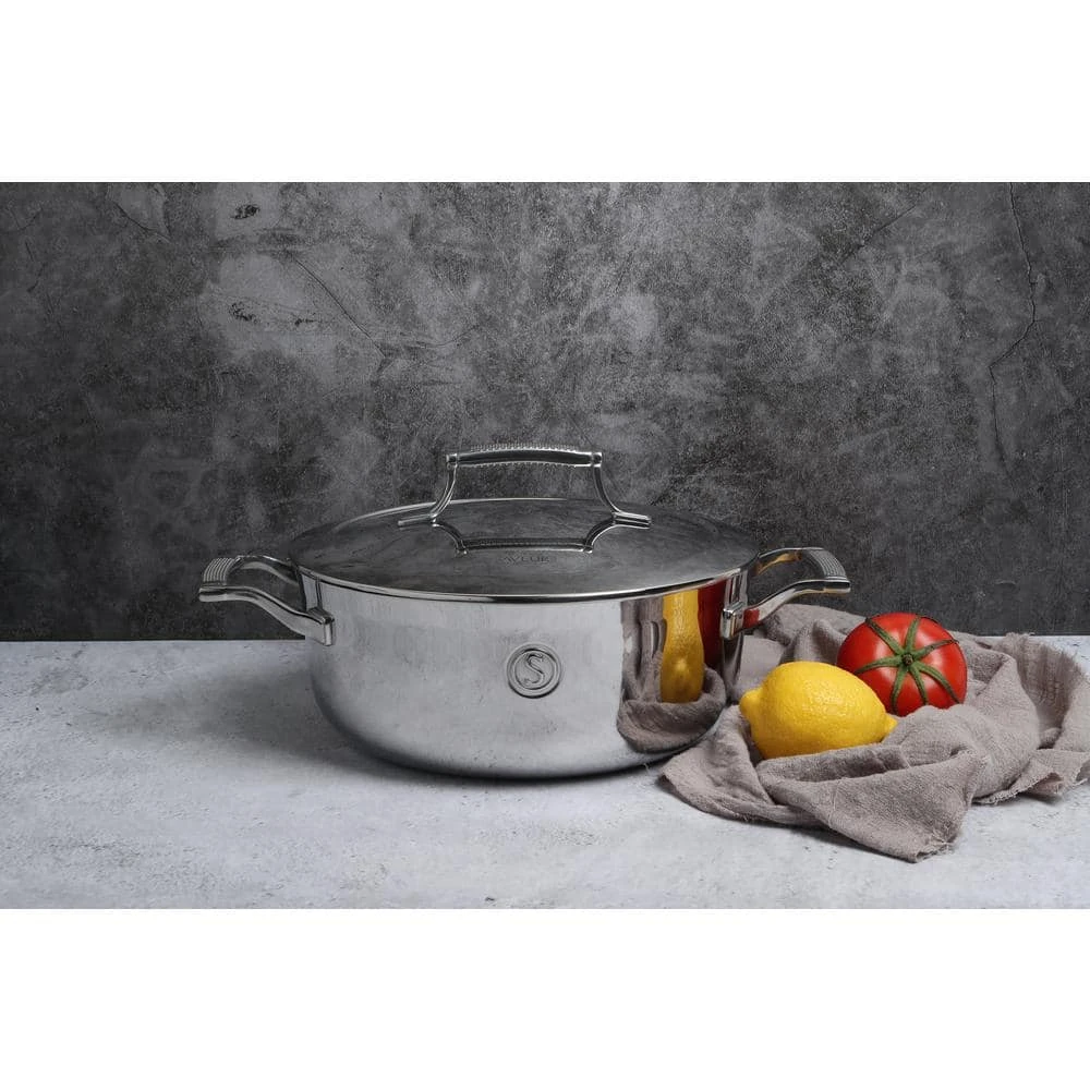 4 qt. Tri-Ply Stainless Steel Chef's Pan with Lid by SAVEUR SELECTS - Image 2