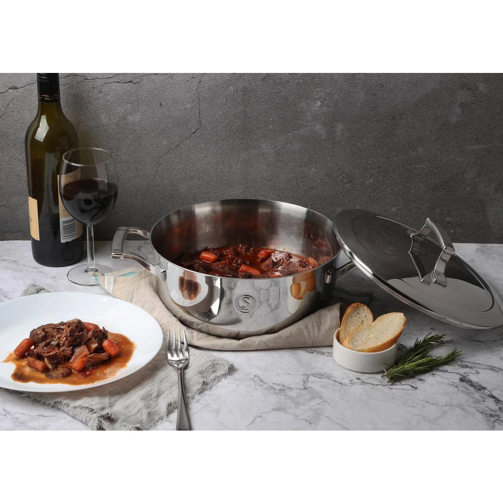 4 qt. Tri-Ply Stainless Steel Chef's Pan with Lid by SAVEUR SELECTS - Image 7
