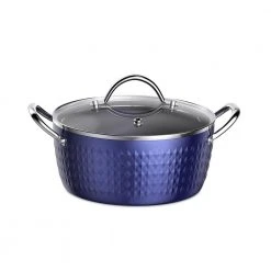 3.7 Qt. Aluminum Alloy Nonstick Sauce Pan in Blue with Lid by Rainbean