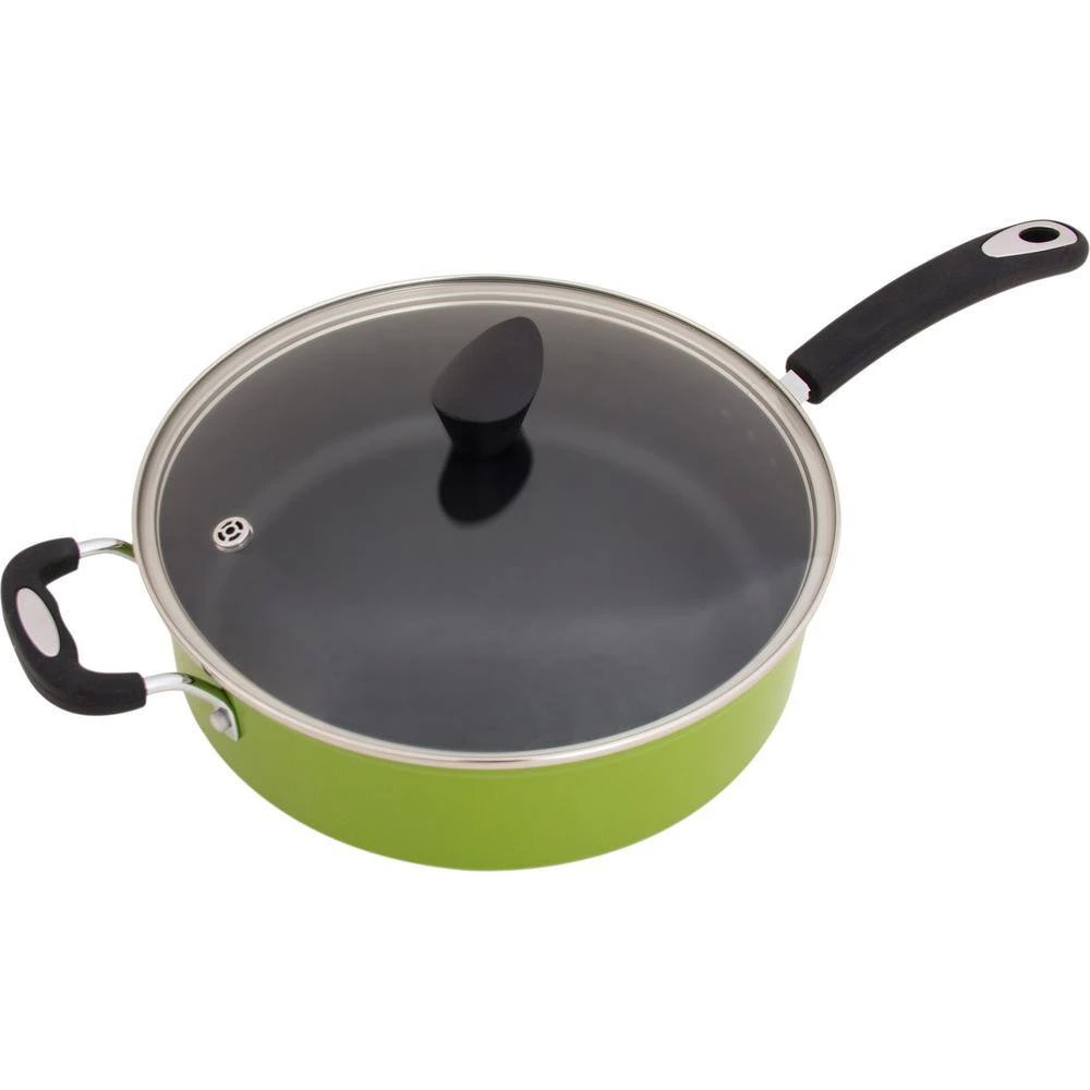 Green Earth 5.3 qt. Aluminum Ceramic Nonstick Sauce Pan in Green with Glass Lid by Unbranded - Image 2
