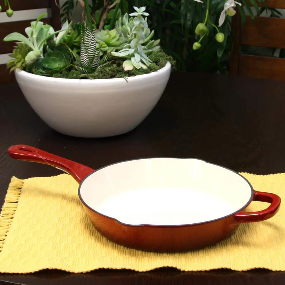 Artisan 10 in. Cast Iron Nonstick Skillet in Scarlet Red with Helper Handle by Crock-Pot - Image 3
