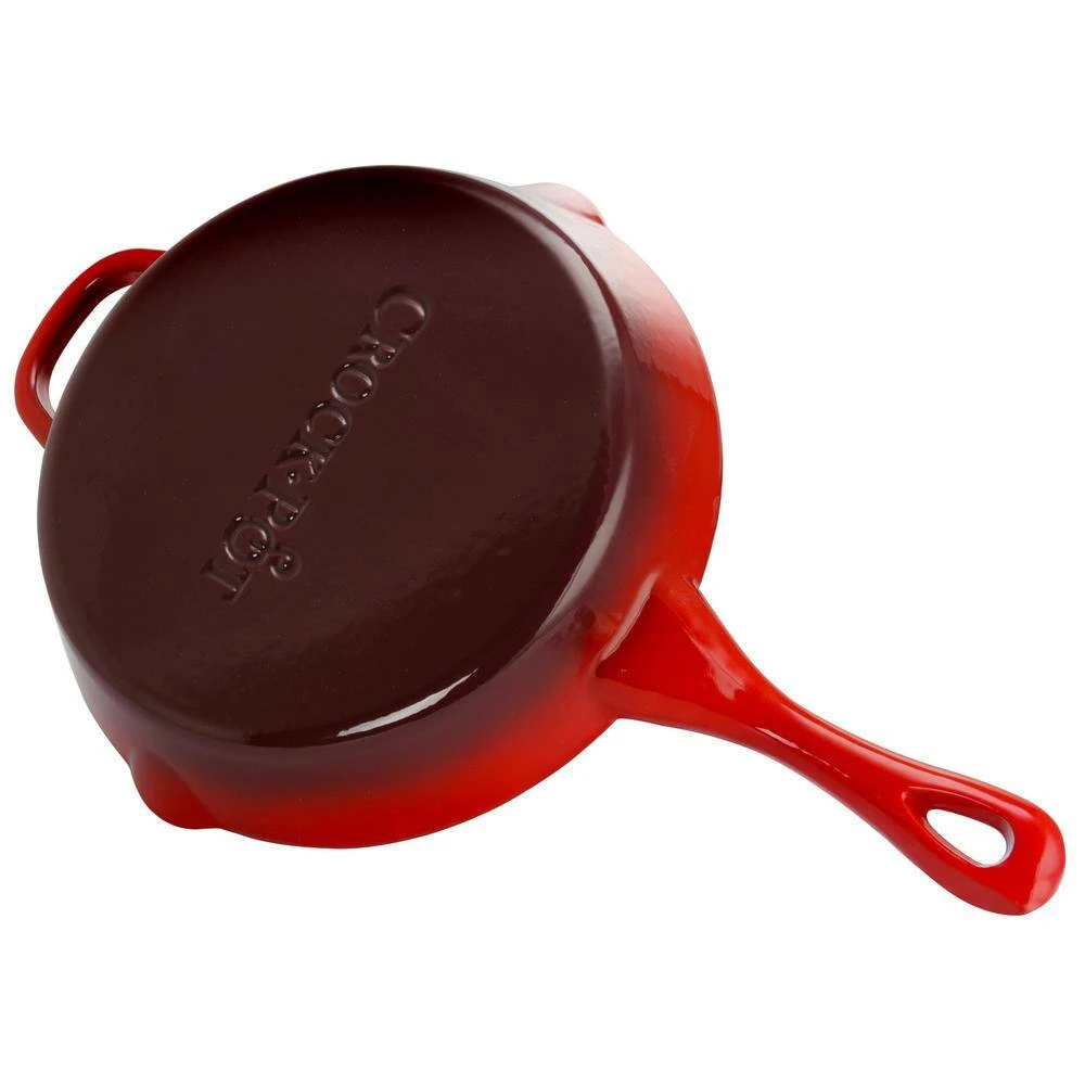 Artisan 10 in. Cast Iron Nonstick Skillet in Scarlet Red with Pour Spout by Crock-Pot - Image 2