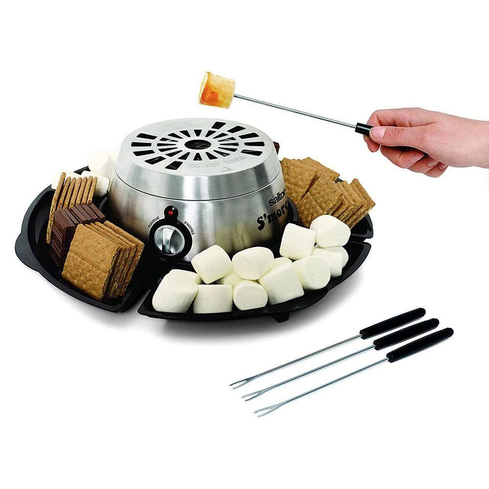 Indoor Electric S'more and Fondue Pot Maker with 4 Roasting Forks by Salton - Image 5