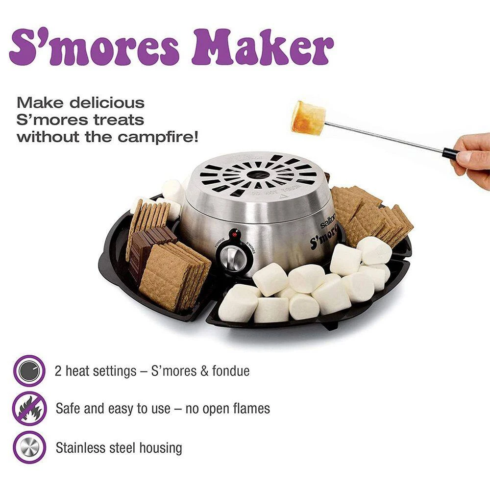 Indoor Electric S'more and Fondue Pot Maker with 4 Roasting Forks by Salton - Image 6