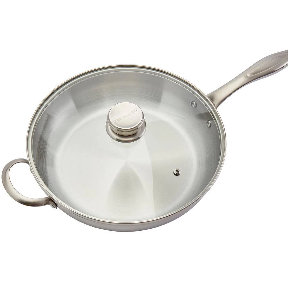 12 in. Silver Stainless Steel Assist Handle Induction Ready Frying Pan with Lid by Frigidaire - Image 3