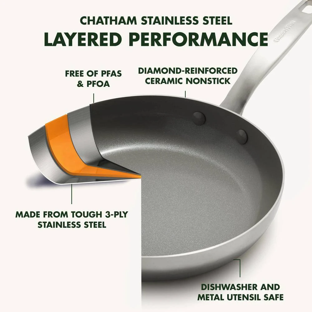 Chatham 3.75 qt. Stainless Steel Saute Pan with Lid by GreenPan - Image 4