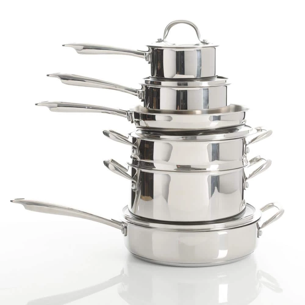 Devon 10-Piece Stainless Steel Cookware Set in Silver by KENMORE ELITE - Image 4