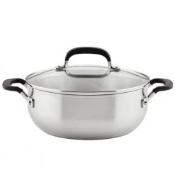 Stainless Steel, 4 qt. Stainless Steel Casserole in Silver with Lid by KitchenAid