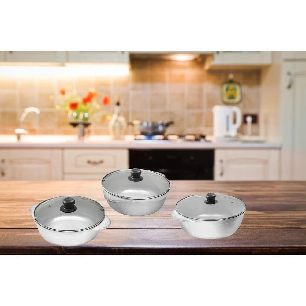 3-Piece Silver Cast Aluminum Stovetop Dutch Oven Set with Lids by Mirro - Image 4