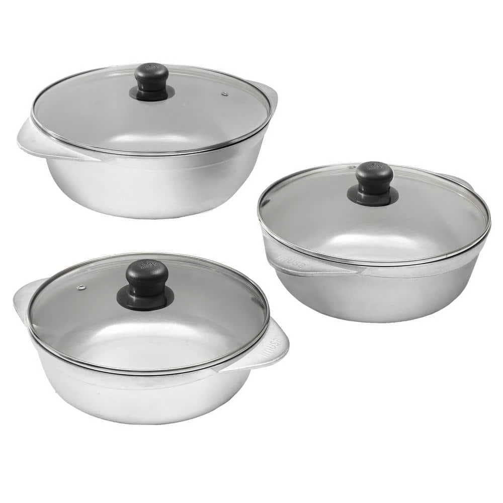 3-Piece Silver Cast Aluminum Stovetop Dutch Oven Set with Lids by Mirro