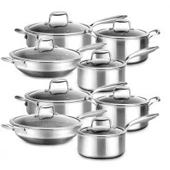 8 pc. Nonstick Stainless Steel Kitchen Cookware Pan Set w/Lids (2 Pack) by NutriChef