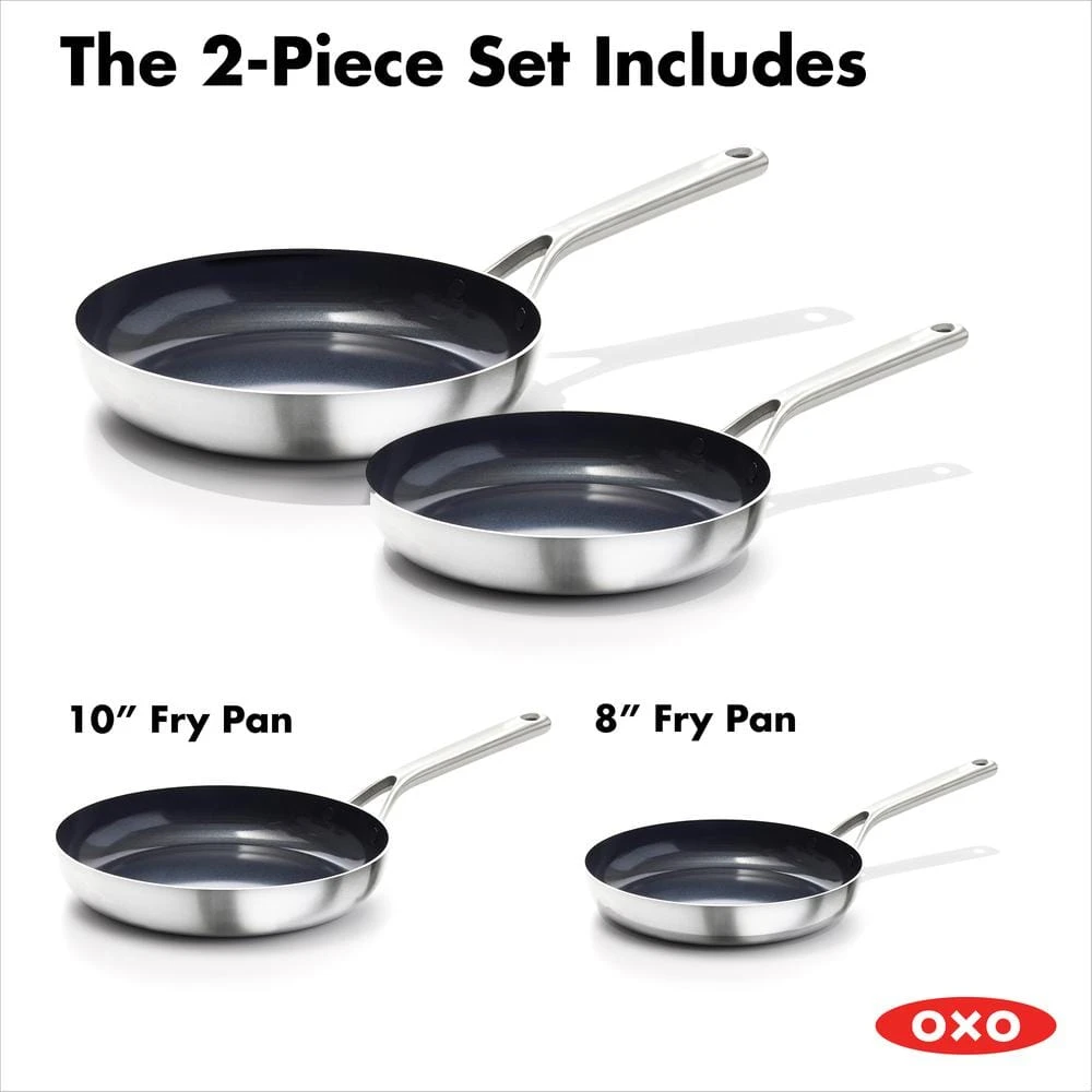 2-Piece Stainless Steel Tri-Ply Mira Series Ceramic Nonstick Frying Pan Set by OXO - Image 7