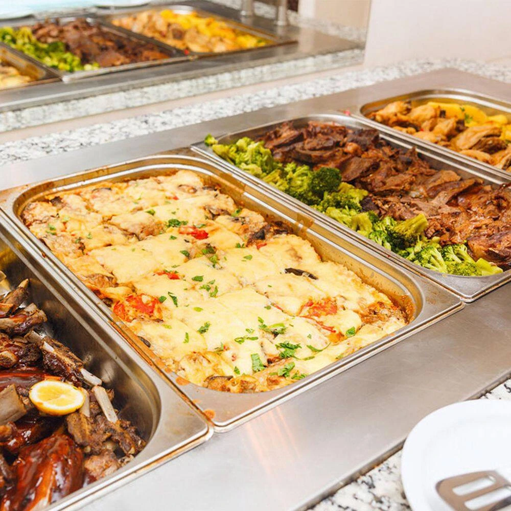 13.7 qt. Stainless Steel Hotel Pan 20.9 x 12.8 x 3.9 in. Roasting Pan with Lid Hotel Pans Full Size Deep (4-Pack) by VEVOR - Image 8