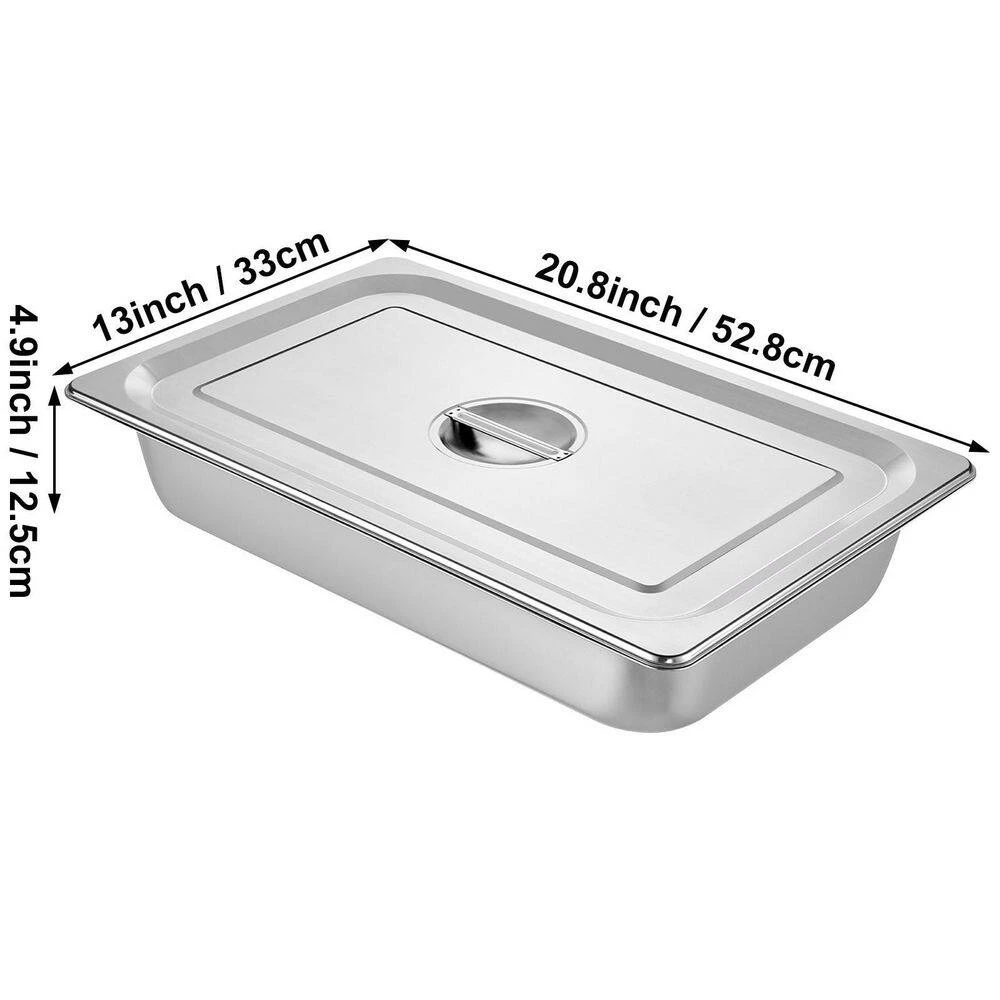 13.7 qt. Stainless Steel Hotel Pan 20.9 x 12.8 x 3.9 in. Roasting Pan with Lid Hotel Pans Full Size Deep (4-Pack) by VEVOR - Image 7