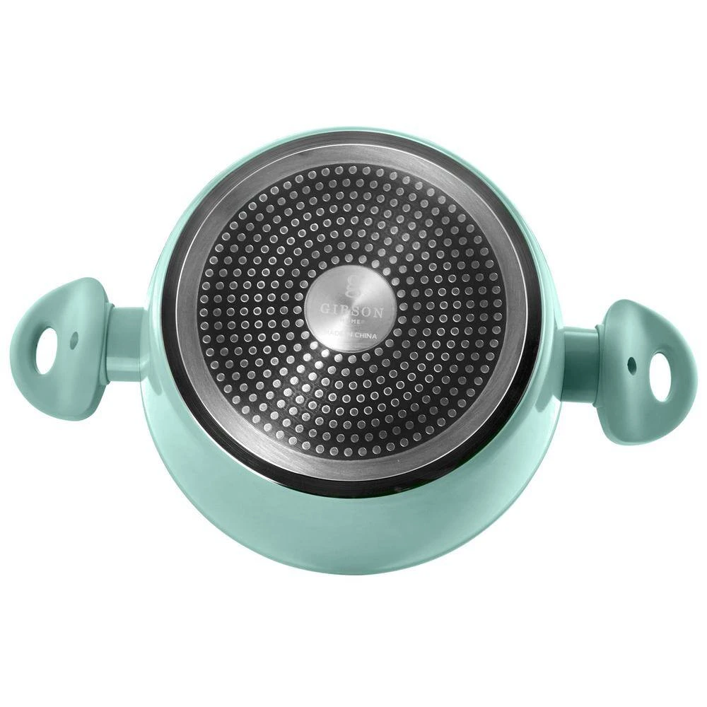 Plaza Cafe 4.5 qt. Round Aluminum Nonstick Dutch Oven in Sky Blue with Glass Lid by GIBSON HOME - Image 2