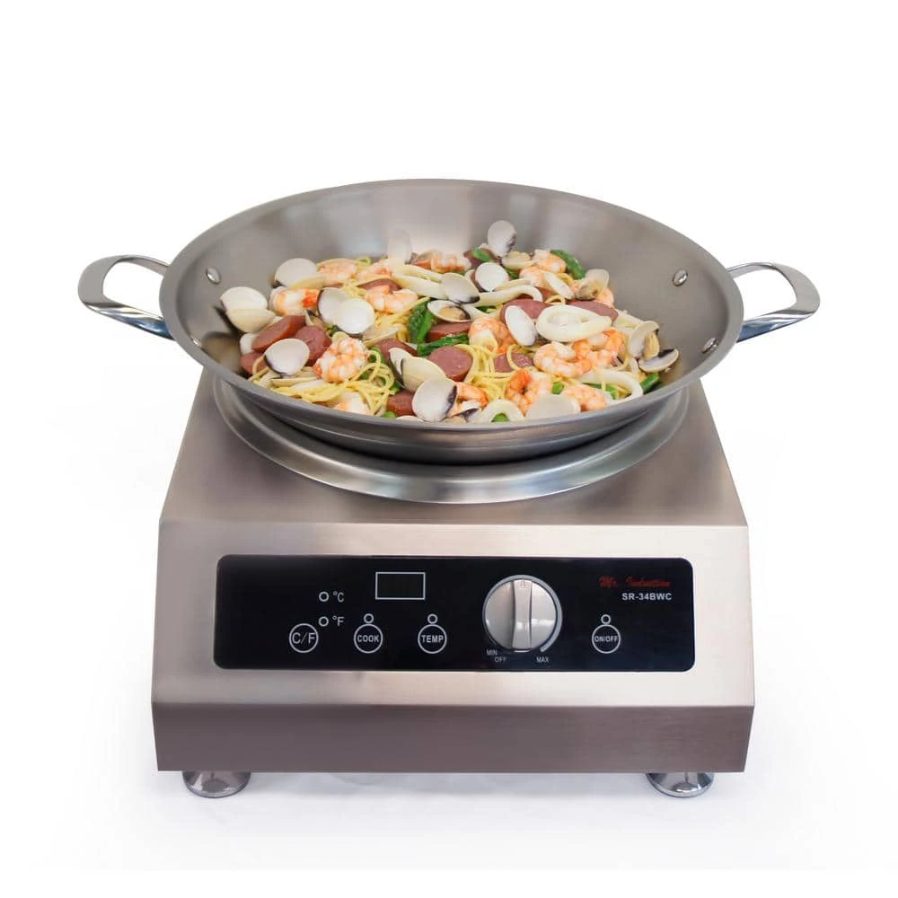16.5 in. Stainless Steel Induction Wok with Stainless Steel Lid by SPT - Image 5