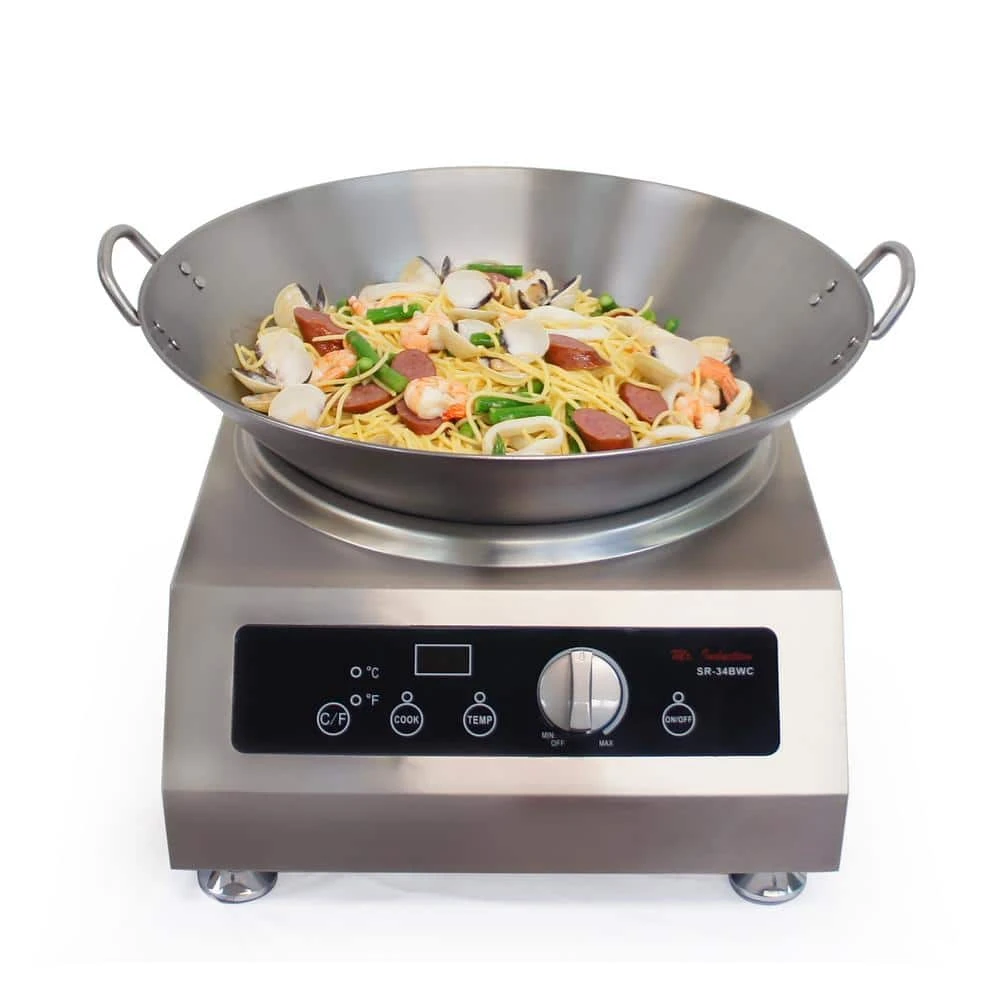 Large 18 in. Stainless Steel Induction Wok with Handles by SPT - Image 4