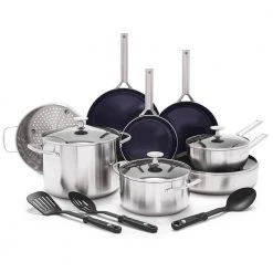 Tri-Ply Stainless Steel Ceramic Nonstick 15 piece Cookware Set by Blue Diamond