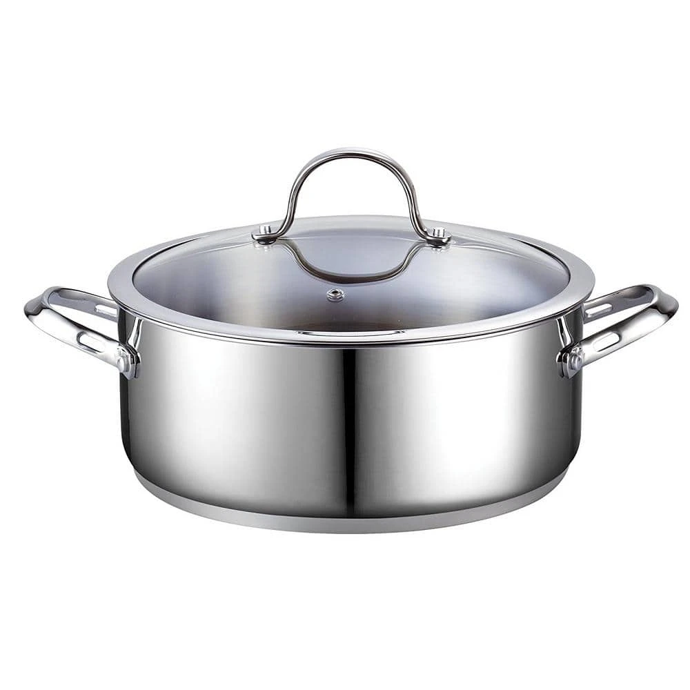 Classic 7 qt. Round Stainless Steel Dutch Oven with Glass Lid by Cooks Standard