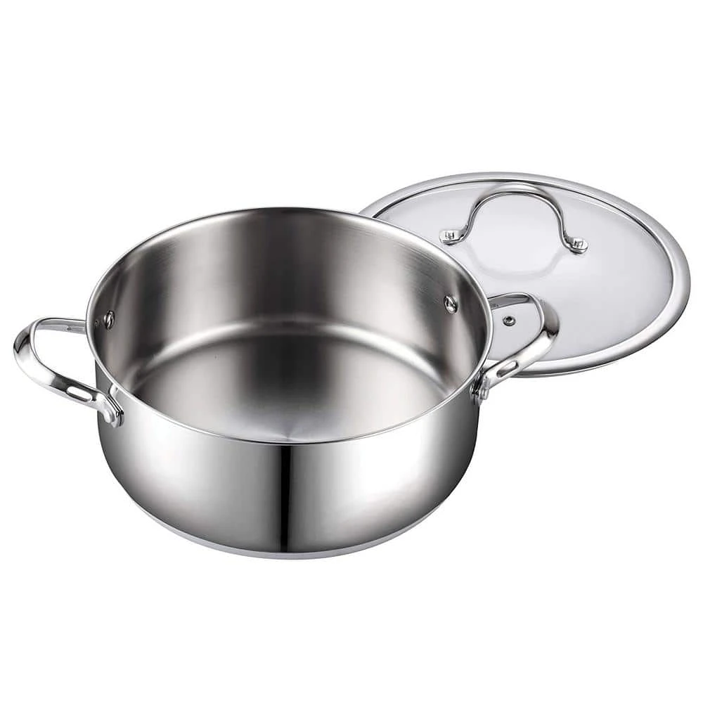 Classic 7 qt. Round Stainless Steel Dutch Oven with Glass Lid by Cooks Standard - Image 2